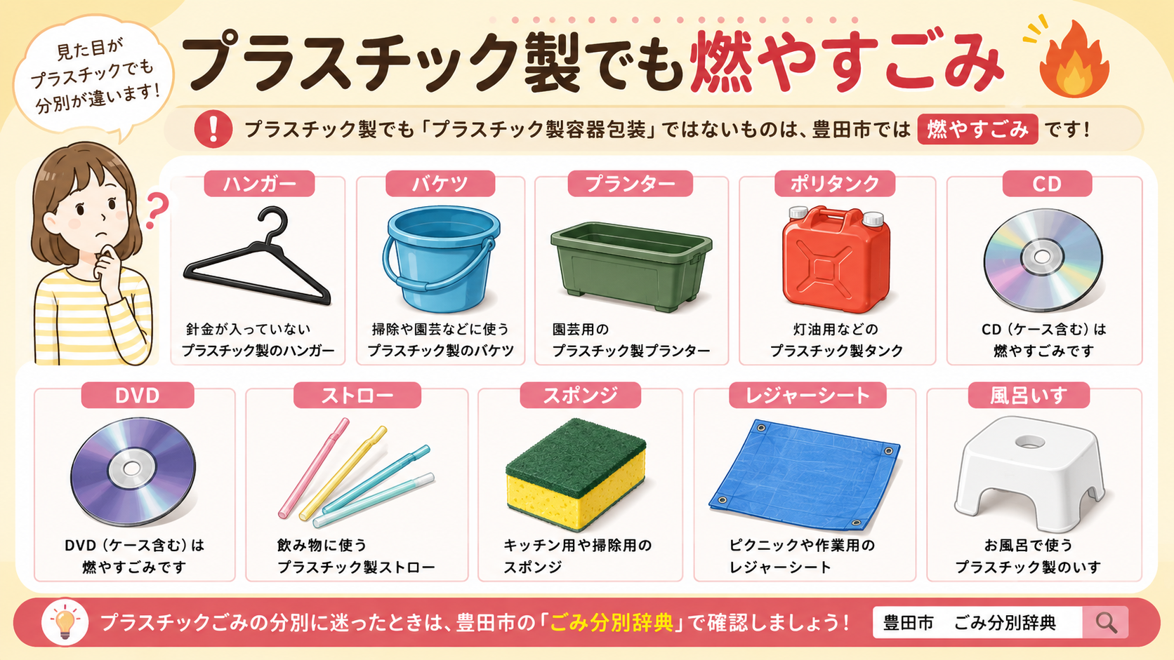 プラスチック製でも燃やすごみになるもの