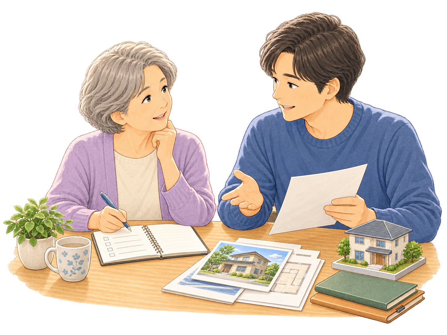 実家を今後どうするか家族で相談する様子